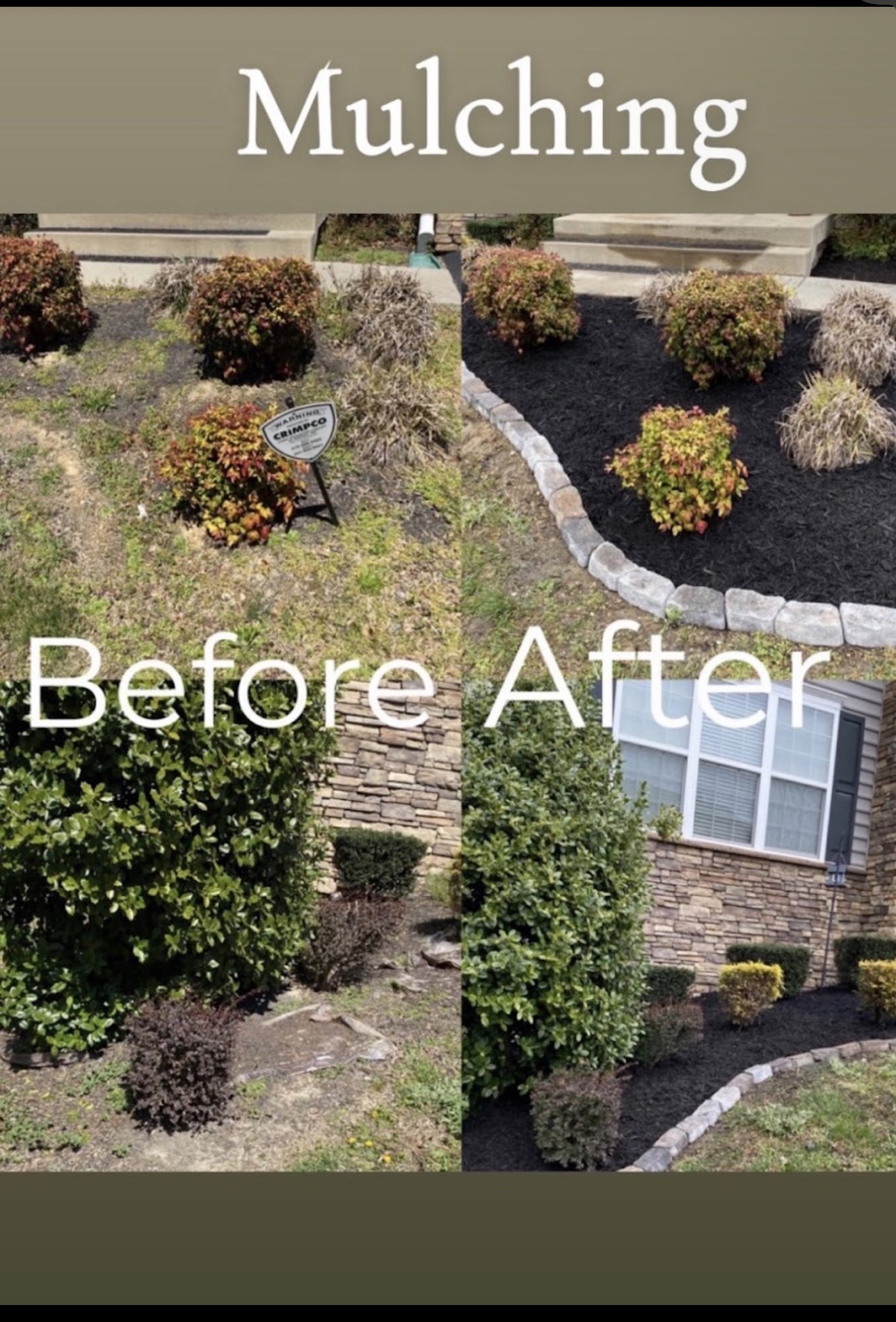 Mulching before and after comparison